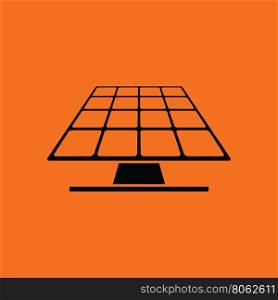 Solar energy panel icon. Orange background with black. Vector illustration.