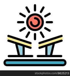 Solar energy panel icon outline vector. Power plant. Coal factory color flat. Solar energy panel icon vector flat
