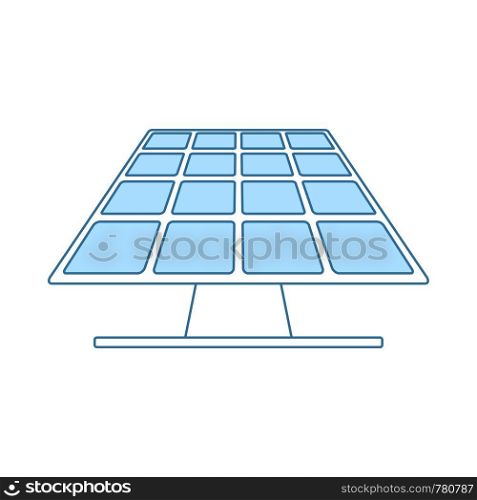 Solar Energy Panel Icon. Thin Line With Blue Fill Design. Vector Illustration.