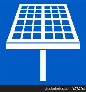 Solar energy panel icon white isolated on blue background vector illustration. Solar energy panel icon white