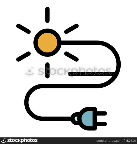 Solar energy wire plug icon. Outline solar energy wire plug vector icon color flat isolated. Solar energy wire plug icon color outline vector