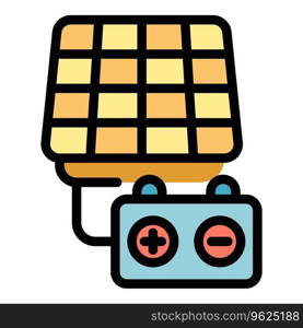Solar panel battery icon outline vector. Eco energy. Power resource color flat. Solar panel battery icon vector flat