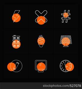 solar panel , clock , bulb, shapes , electronic , time , ecology , icon, vector, design, flat, collection, style, creative, icons , traingle , square , hexagon , pentagon , battery , electricity ,