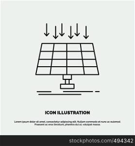Solar, Panel, Energy, technology, smart city Icon. Line vector gray symbol for UI and UX, website or mobile application. Vector EPS10 Abstract Template background