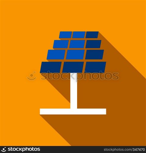 Solar panel icon in flat style with long shadow. Solar panel icon, flat style