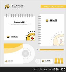 Solar panel Logo, Calendar Template, CD Cover, Diary and USB Brand Stationary Package Design Vector Template