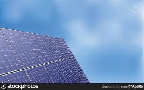 solar panel over blue sky background green eco renewable energy mesh vector illustration with right copyspace for text