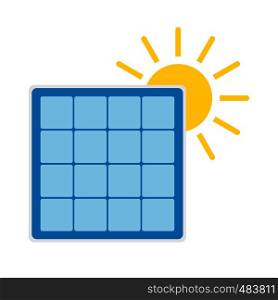 Solar panel with sun icon. Renewable energy concept. Colorful symbol isolated on white background. Solar panel with sun icon