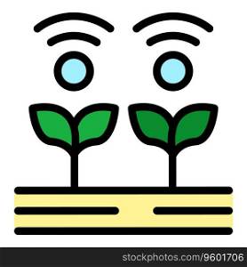 Solar plant icon outline vector. Eco tech. Tree care color flat. Solar plant icon vector flat