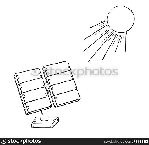 solar power and sun. sketch of the solar power and sun, isolated