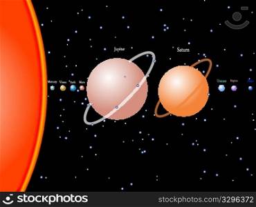 solar system, abstract vector art illustration