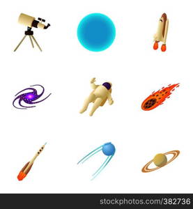 Solar system icons set. Cartoon illustration of 9 solar system vector icons for web. Solar system icons set, cartoon style