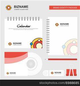 Solar system Logo, Calendar Template, CD Cover, Diary and USB Brand Stationary Package Design Vector Template