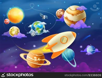 Solar system of planets, vector illustration