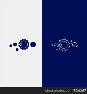 solar, system, universe, solar system, astronomy Line and Glyph web Button in Blue color Vertical Banner for UI and UX, website or mobile application. Vector EPS10 Abstract Template background