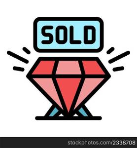 Sold diamond icon. Outline sold diamond vector icon color flat isolated. Sold diamond icon color outline vector