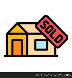 Sold house icon. Outline sold house vector icon color flat isolated. Sold house icon color outline vector
