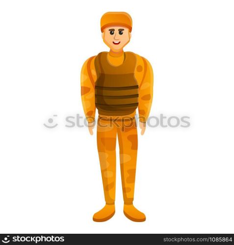 Soldier figure icon. Cartoon of soldier figure vector icon for web design isolated on white background. Soldier figure icon, cartoon style