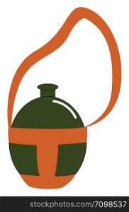 Soldier green flask, illustration, vector on white background.