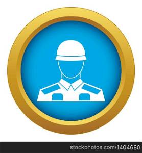 Soldier icon blue vector isolated on white background for any design. Soldier icon blue vector isolated