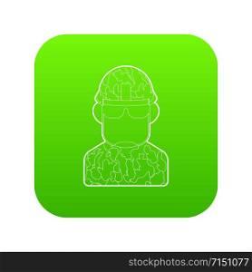 Soldier icon green vector isolated on white background. Soldier icon green vector