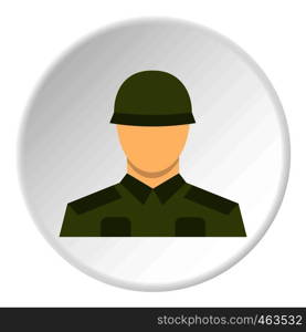 Soldier icon in flat circle isolated vector illustration for web. Soldier icon circle