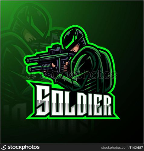 Soldier mascot esport gaming logo