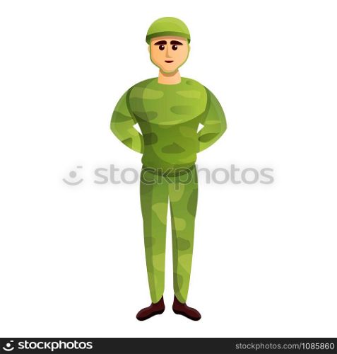 Soldier with helmet icon. Cartoon of soldier with helmet vector icon for web design isolated on white background. Soldier with helmet icon, cartoon style