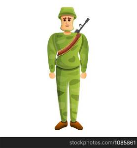 Soldier with rifle icon. Cartoon of soldier with rifle vector icon for web design isolated on white background. Soldier with rifle icon, cartoon style