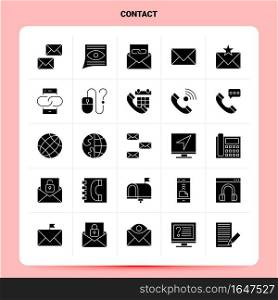 Solid 25 Contact Icon set. Vector Glyph Style Design Black Icons Set. Web and Mobile Business ideas design Vector Illustration.