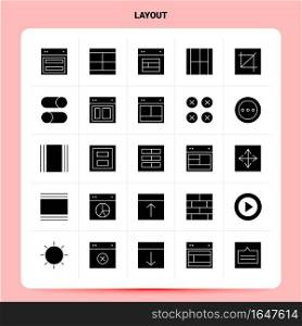 Solid 25 Layout Icon set. Vector Glyph Style Design Black Icons Set. Web and Mobile Business ideas design Vector Illustration.