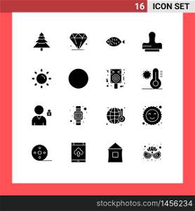 Solid Glyph Pack of 16 Universal Symbols of circle, sun, easter, light, stamp Editable Vector Design Elements
