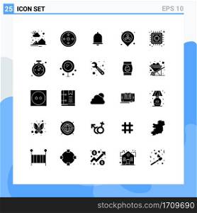 Solid Glyph Pack of 25 Universal Symbols of hardware, waste, alert, pollution, gas Editable Vector Design Elements