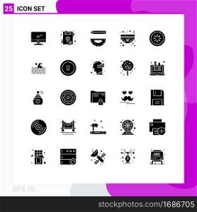 Solid Glyph Pack of 25 Universal Symbols of romance, underpants, coding, love, pencil Editable Vector Design Elements