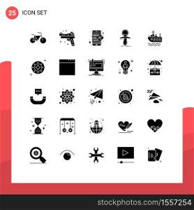 Solid Glyph Pack of 25 Universal Symbols of swim, noob, business, nipple, dummy Editable Vector Design Elements
