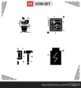 Solid Glyph Pack of 4 Universal Symbols of plant, c&ing, success, love, engineer Editable Vector Design Elements