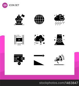 Solid Glyph Pack of 9 Universal Symbols of finance, grow, gas, education, lession Editable Vector Design Elements