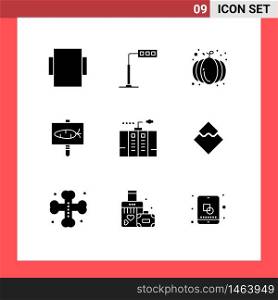 Solid Glyph Pack of 9 Universal Symbols of generator, emergency, harvest, electricity, easter Editable Vector Design Elements
