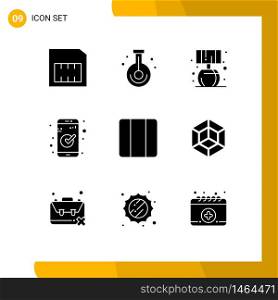 Solid Glyph Pack of 9 Universal Symbols of horizontal, distribute, home, ui, check Editable Vector Design Elements