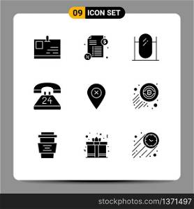 Solid Glyph Pack of 9 Universal Symbols of map, conversation, furniture, contact, call Editable Vector Design Elements