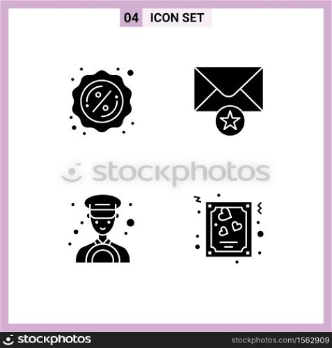 Solid Glyph Pack of Universal Symbols of percent, card, mail, car, love Editable Vector Design Elements
