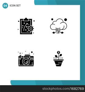 Solid Glyph Pack of Universal Symbols of performance management, picture, cloud, technology, growth Editable Vector Design Elements