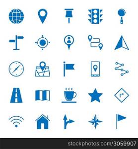 Solid icons of map icons on white background. 64x64 pixel perfect.