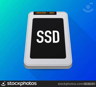 Solid State Drive, ssd polygon, computer device, hard disk. Vector stock illustration.