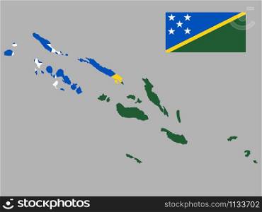 Solomon Islands Map flag Vector illustration eps 10.. Solomon Islands Map flag Vector