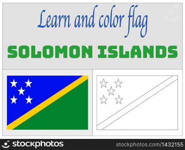 Solomon Islands national country flag. original colors and proportion. Simply vector illustration background. Isolated symbols and object for design, education, learning, postage stamps and coloring book, marketing. From world set