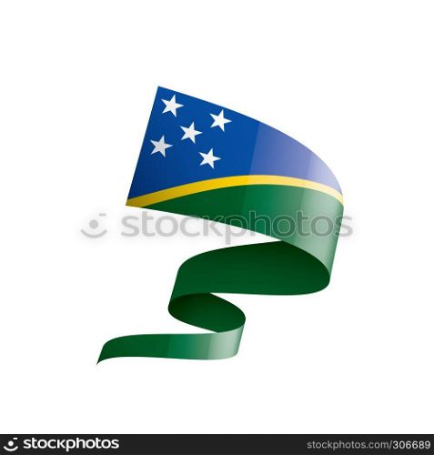 Solomon Islands national flag, vector illustration on a white background. Solomon Islands flag, vector illustration on a white background