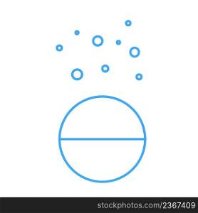 Soluble tablet icon. Illustration of effervescent pill symbol. Sign pharmaceutical capsula vector.