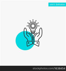 Solution, Bulb, Business, Hand, Idea, Marketing turquoise highlight circle point Vector icon