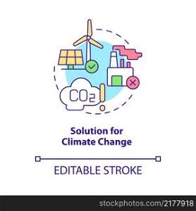 Solution for climate change concept icon. Benefits of electrification abstract idea thin line illustration. Isolated outline drawing. Editable stroke. Roboto-Medium, Myriad Pro-Bold fonts used. Solution for climate change concept icon